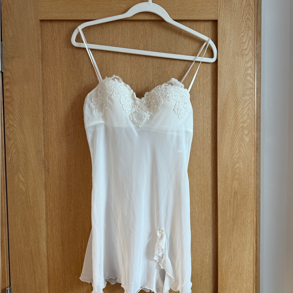Linea Donatella White lace slip dress